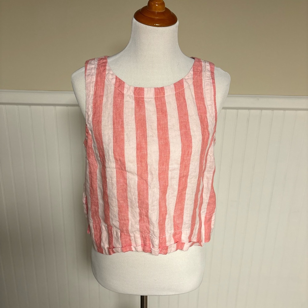 C&C California Pink and White Striped Tank Top